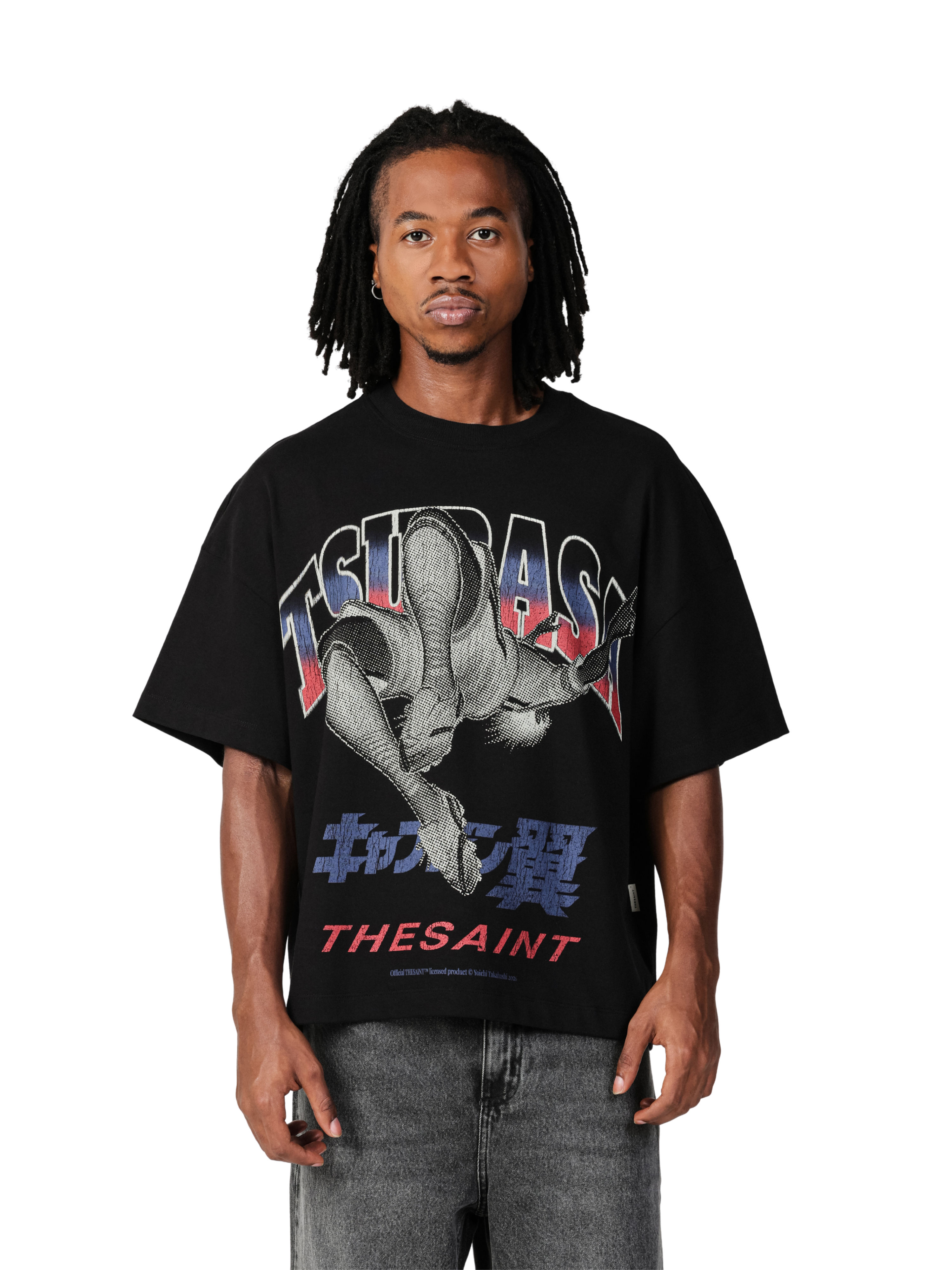 T-Shirt Wide Boxy Big Overhead Kick Tsubasa "Black"